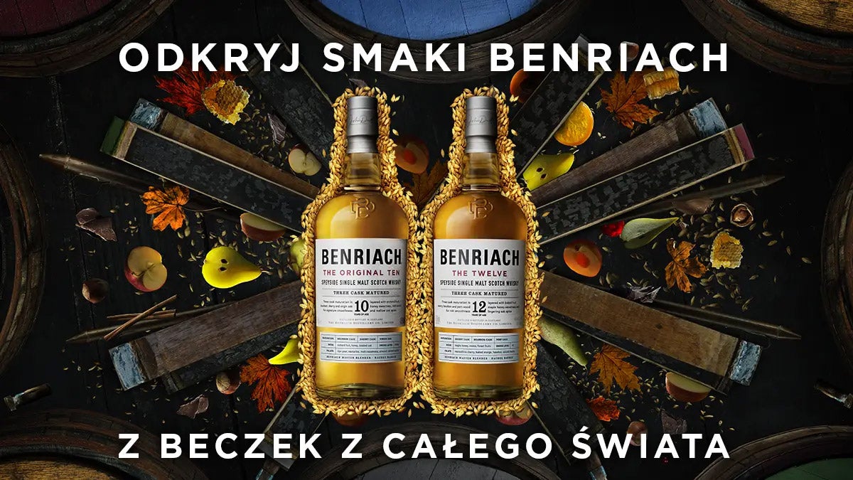 butelki zawierające 10- i 12-letnią whisky single malt Benriach